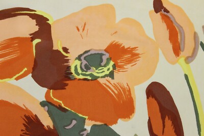 Foulard Vintage En Soie 100% Italie - Multicolore Floral Fait Main - Occasion Bon État