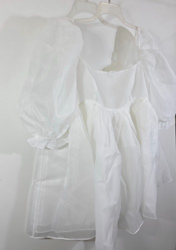 Nuevo con etiquetas Vestido Selkie Revolve Blanco Puff Organza Babydoll Mini Ducha Nupcial Talla 1X - Imagen 11 de 21