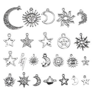 23-pcs-Mixed-Star-Moon-Sun-Planet-Charm-Tibet-Silver-Pendant-Bracelet-Beads-Lot