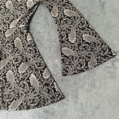 Urban Outfitters Ecote Faux Wrap Black Bell Sleeve Paisley Swing Mini Dress XS - Picture 2 of 7