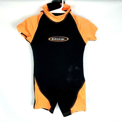 Submerge Boys 4 Wet Suit Swimwear One Piece Black Swimsuit Rash Guard Surfing   - Picture 1 of 6