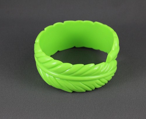 Braccialetto foglia verde braccialetto plastica piume misura 8,25" circonferenza - Foto 10 di 11