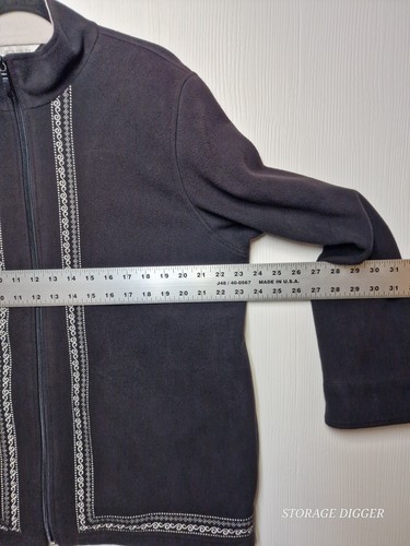 Allison Daley Fleece Full Zip Jacket Women L Black Emberiory Polyester Mock Neck - Picture 9 of 13