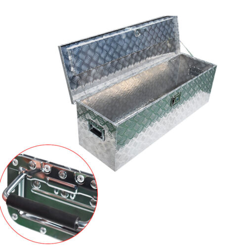 49" Cuboid Aluminum Pickup Tool Box for Garage Jobsite Flatbed Trailer Underbody - Picture 6 of 9