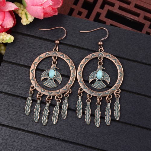 Pendientes colgantes de colección bohemia boho borla coloridas cuentas de madera con tachuelas para mujer - Imagen 55 de 212