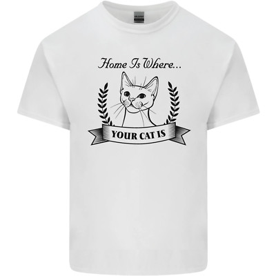 Home Is Where Your Cat Is Lustiges Kätzchen Kinder T-Shirt Kinder