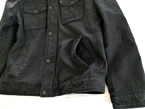Chaqueta LEVIS Para Hombre S Negra Denim Camionero Cuello Simulado Bolsillos a Presión Informal Motociclista - Imagen 4 de 14