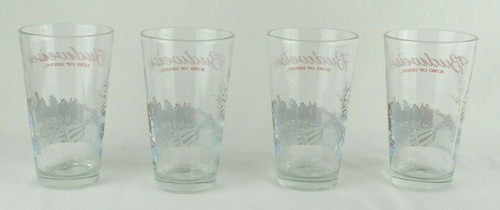 Vtg Budweiser Clydesdale Horse Beer Pint Glass Anheuser Bush 2000 Wagon Set of 4 - Picture 12 of 12
