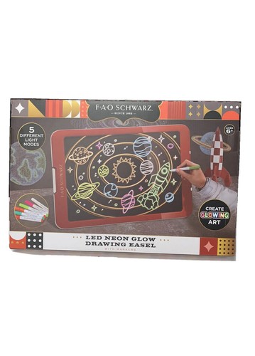 FAO Schwarz LED Neon Glow Drawing Easel w/Markers Create Glowing Art 5 Modes - Imagen 5 de 13