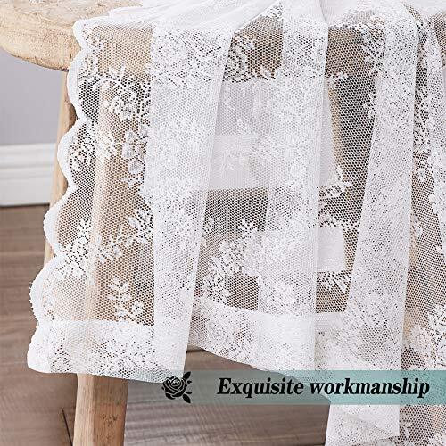 Spitze Volant Vorhänge für Küchenfenster 56 x 15 Zoll Floral 56"x15" Weiß - Bild 5 von 6