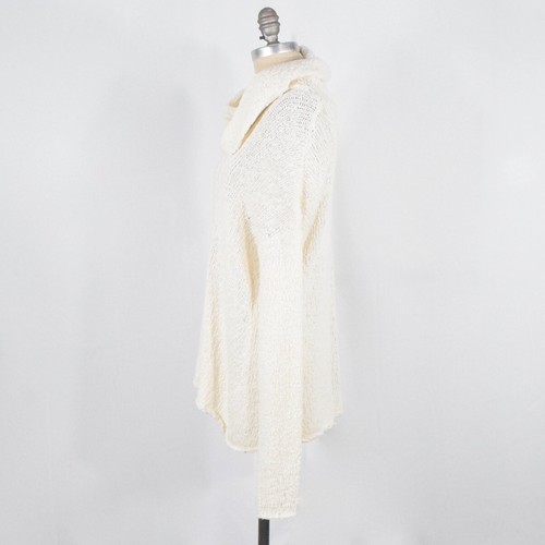 Show me your Mumu Sweater S Ivory White Chunky Cotton Knit Cowl Turtleneck - Picture 7 of 7