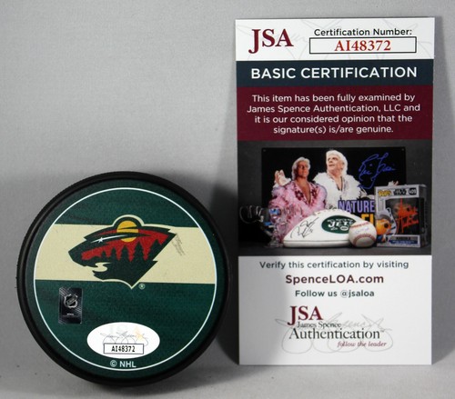 MATT DUMBA SIGNED MINNESOTA WILD REVERSE RETRO Puck NHL AUTOGRAPHED +JSA COA - Picture 2 of 2