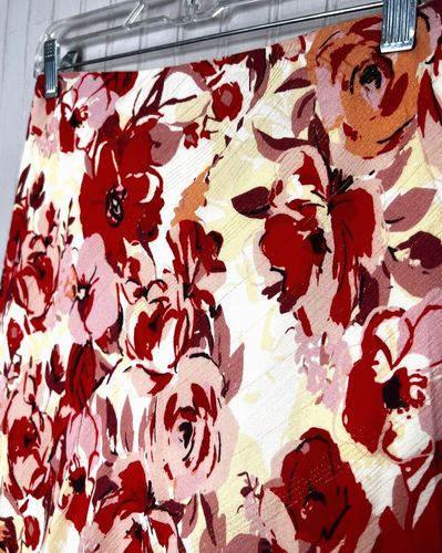 Maree Pour Toi Womens SKIRT 22 Designer Red Floral Ruffle HiLo Lined NEW $148 - Picture 3 of 10
