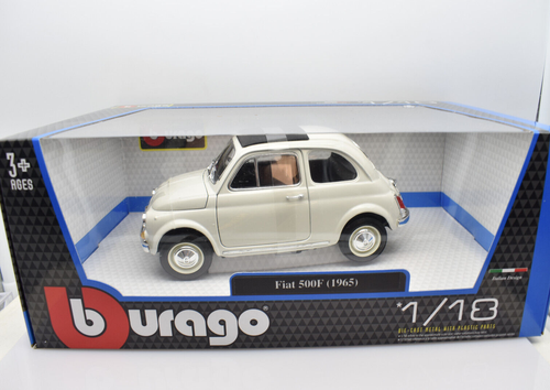 Modellino auto FIAT 500 F 500F bianco scala 1:18 BURAGO modellismo collezione j1 - Foto 4 di 14