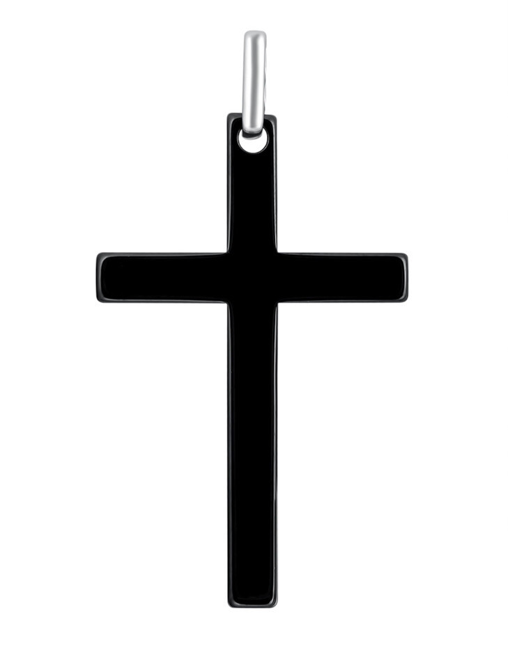 Plata Genuina 925 Colgante Cruces Cruz Joya Esterlina Negro Cerámica
