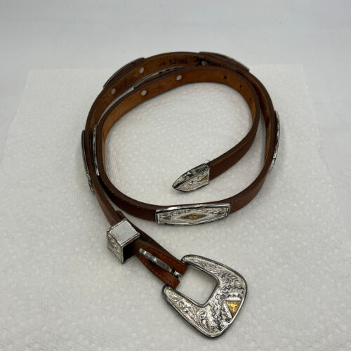 Vintage 1996 Tony Lama Damen Gürtel Silber Conchos/Glieder Braun Leder Gr. 34