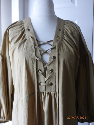 H&M olive maxi dress oversized M fit up to 16 - Imagen 2 de 8