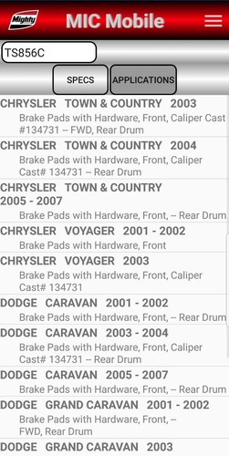 MIGHTY TS856C ceramic disc brake pads for Chrysler, Dodge, Jeep Liberty - Picture 6 of 7
