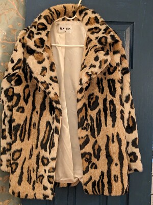 NA-KD Faux Fur Leopard Print Coat | eBay