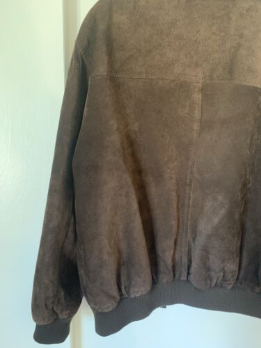 Roundtree & Yorke Pig Suede Leather Bomber Jacket Mens Size L Brown Zip Coat - Picture 18 of 21