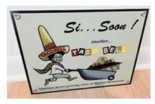 Taco Bell 1960's artwork fast food restaurant sign .. FREE shipping on any 8+ si
