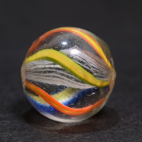 Peewee Latticino German Handmade Antique Funky Fringed Swirl Marble 1/2'' - Picture 4 of 11
