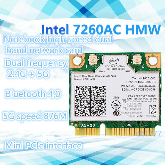 Intel 7260hmw 7260ac dual band 5g wireless network card 876m Bluetooth 4.0mini Intel 7260hmw 7260ac dual band 5g wireless network card 876m Bluetooth 4.0mini