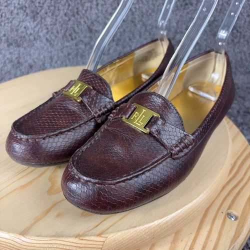 Lauren Ralph Lauren Careigh Loafer Damen 8,5 Schweinsleder gefüttert Schlangenmuster Schuh - Bild 2 von 9