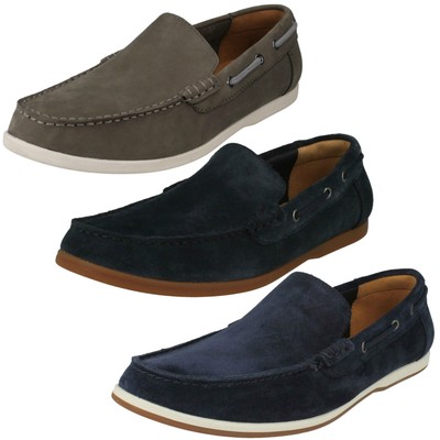 clarks suede slip on loafers