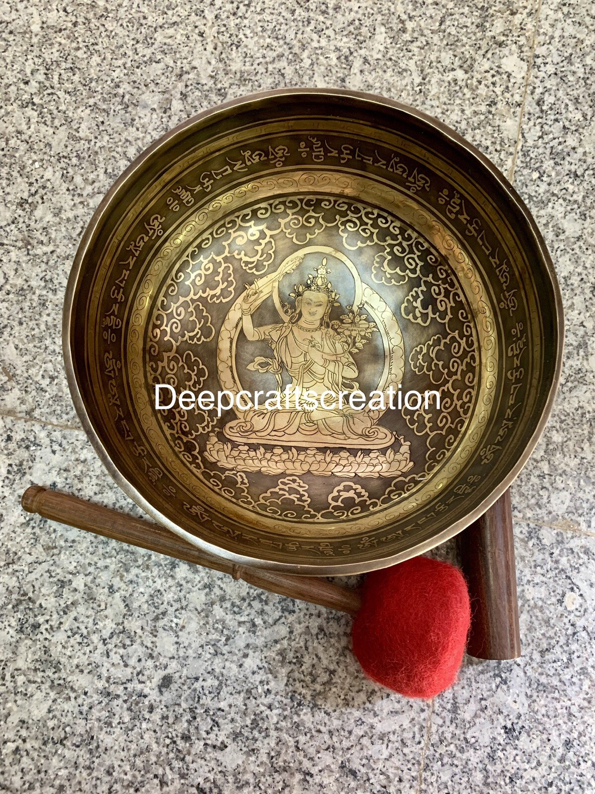 10 im Alleinstellungsmerkmal;Tara in-geschnitzt mit Mantra-Klangschalen-Tibetischer handgefertigter Bowl,Meditation 10 im Alleinstellungsmerkmal;Tara in-geschnitzt mit Mantra-Klangschalen-Tibetischer handgefertigter Bowl,Meditation
