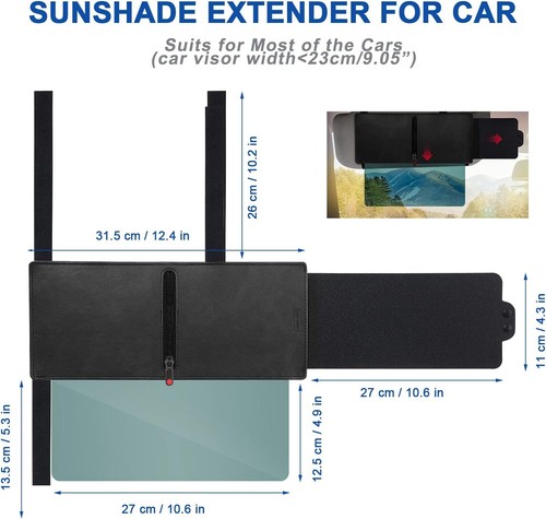 Upgraded UV400 Car Sun Visor Extension with Zipper, Anti-Glare, UV-Filtering - Picture 7 of 7