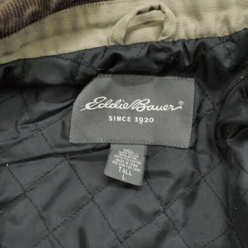 Eddie Bauer Jacket Mens Large Tall Tan Brown Chore Barn Coat Lined Workwear - Picture 13 of 15