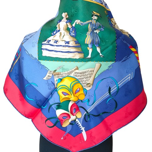 HERMES Le Carnaval de Venise Carre 90 Silk 100% Scarf Rare Vintage - Picture 17 of 23