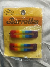 Vtg 1975 Goody Rainbow Barrettes with Wire Clasp USA Made 2.25” Miss Teens #701