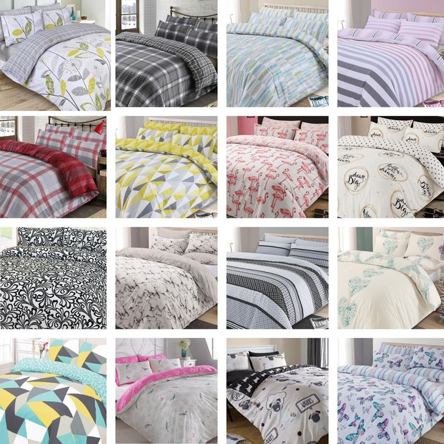 Shapes Geometric Single Duvet Cover Set Blue Yellow Grey 2 Designs