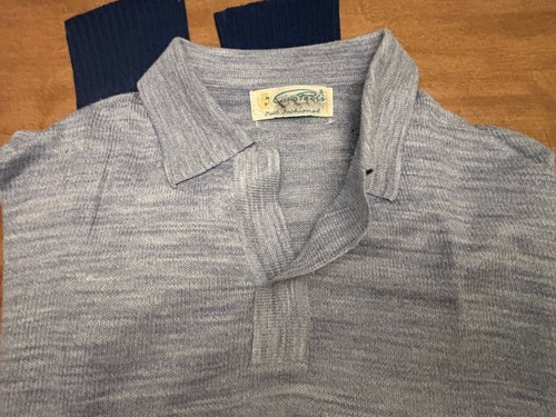 Vintage Gino Paoli Light Sweater Shirt Sz MED To LRG Striped Button Collar Blue - Picture 19 of 20