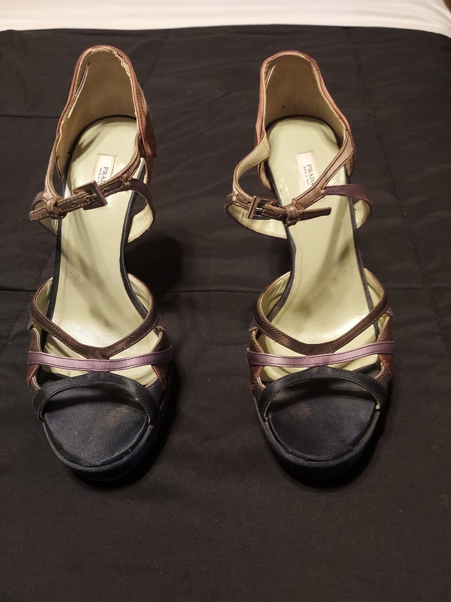 PRADA Silk Strappy Heel Shoes Size 38 8 US | eBay