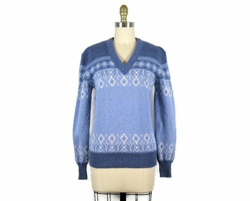 FoxDale Sz 4T Vintage 80\u2019s Norwegian Print Grey Black White Winter SKI Snowflake Sweater by