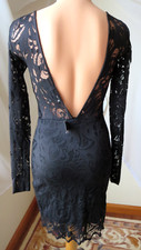 FOREVER 21 BLACK LACE DRESS ROUND NECK LONG SLEEVE PULLOVER LINED SZ SMALL NEW