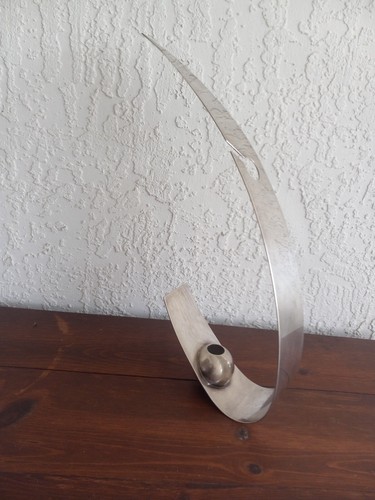 DAVID ZELMAN “Prologue 2000” Post-Modern Polished Steel Candleholder Sculpture - Picture 2 of 8