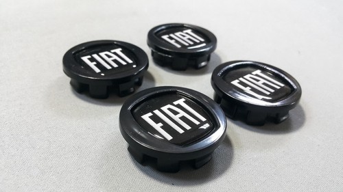 4 x FIAT Grande Punto Marea Tappi Centro Ruota Coprimozzi GRIGIO NERO 50mm - Imagen 2 de 4