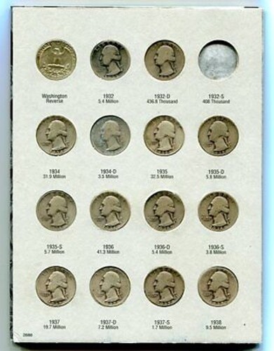 1932-1964-D JUEGO DE WASHINGTON PLATEADO COMPLETO MENOS 1932-S BONITO CONJUNTO ORIGINAL - Imagen 2 de 8