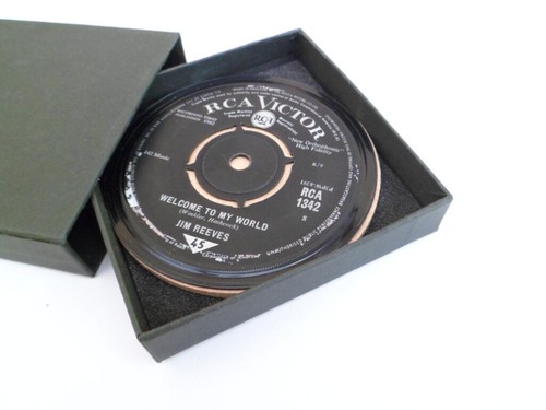 JIM REEVES DRINKS COASTERS Desk CLOCKS Upcycled VINYL RECORD Hit Singles Size 4" - Picture 103 of 257