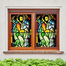 3D Green Man A231 Window Film Print Sticker Cling Stained Glass UV Zoe