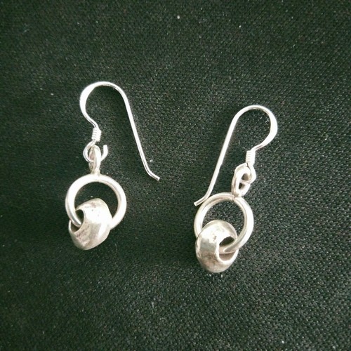 FINE SILVER EARRINGS 925 STERLING CRAFT Dangle 4g Donut Charms 23602 - Picture 2 of 6