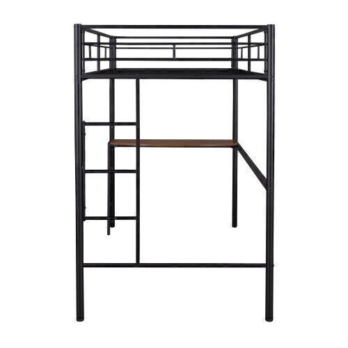 US Bunk Bed Frame Metal Twin Size Beds with Desk Ladder Guardrails Kids Bedroom - Picture 6 of 12