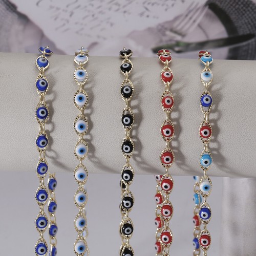 Gold Lucky Evil Eye Stainless Steel Chainfor Neckalce Anklet Bracelet Making 40' - Picture 2 of 42