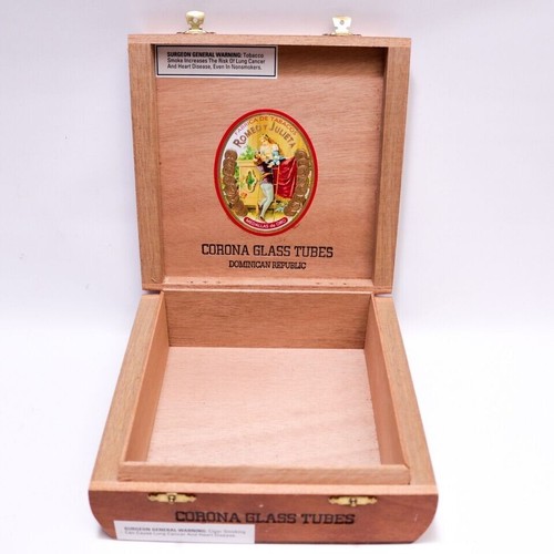 Romeo y Julieta Corona Vintage Glass Tubes Empty Wooden Cig Box 7.25" x 7" x 2.5 - Picture 2 of 6