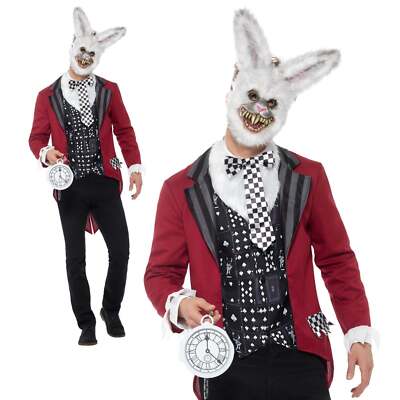 White Rabbit Deluxe Adult Costume Red Jacket Mask White Rabbit Deluxe Adult Costume Red Jacket Mask