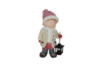 Deko Weihnachtsjunge Sam - 39Cm - Weihnachtsfigur Keramik Mgo - Outdoor Indoor W